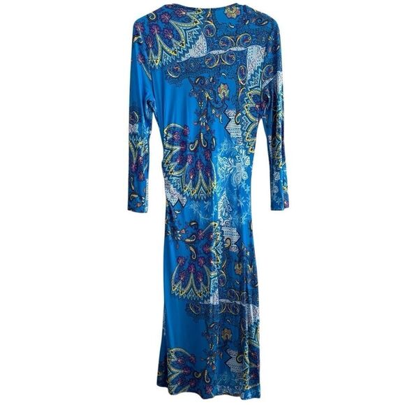 Etro Dress V Neck Plunge Blue Spa Spartaco 3 Size 48 - Picture 2 of 6